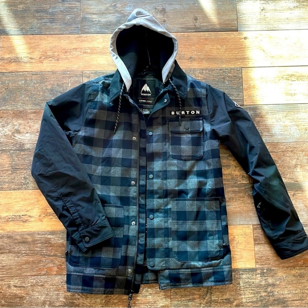 Burton Men's Grey and Black Checkered Jacket